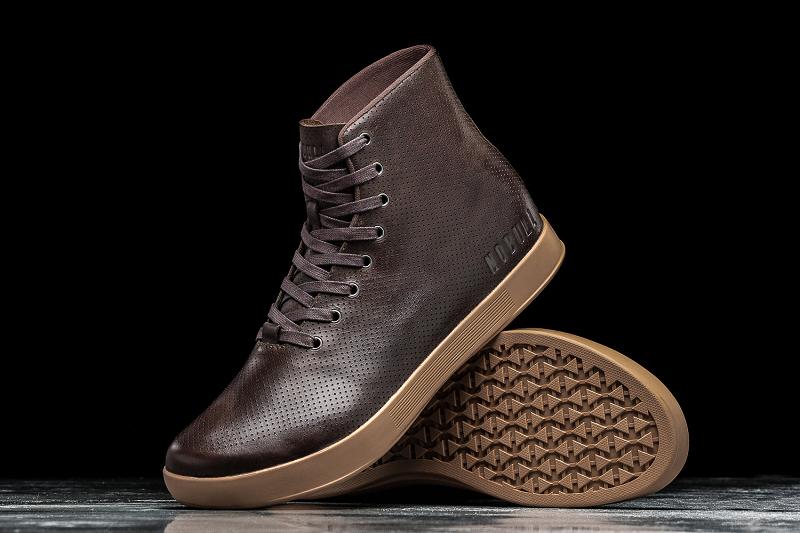 Brown Nobull High-Top Brown Leather Men's Trainers | CA U1395Z